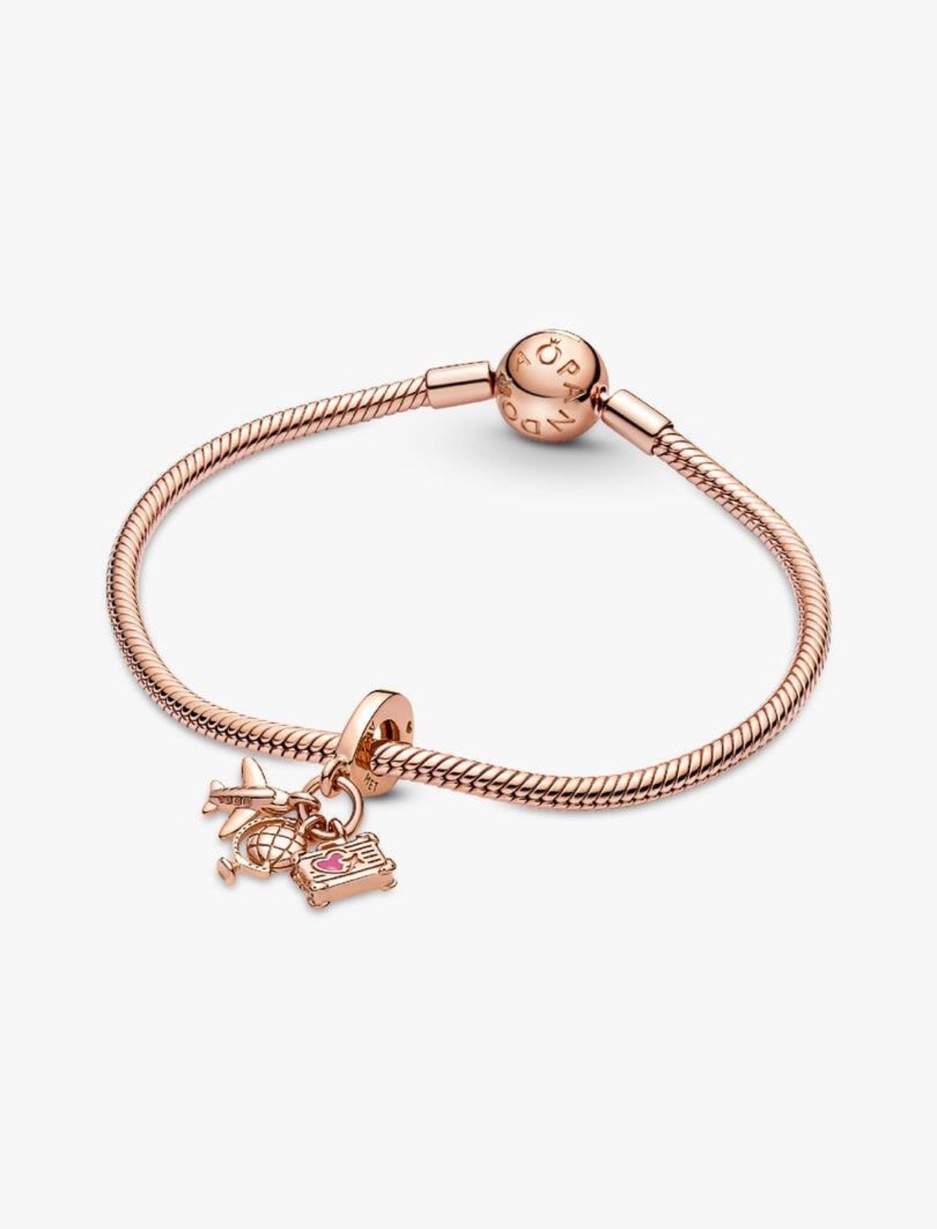 Pandora Airplane, Globe & Suitcase Triple Dangle Charm