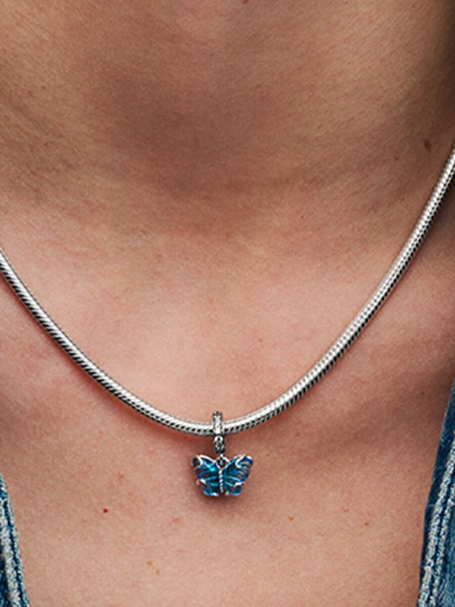 Pandora Blue Murano Glass Butterfly Dangle Charm