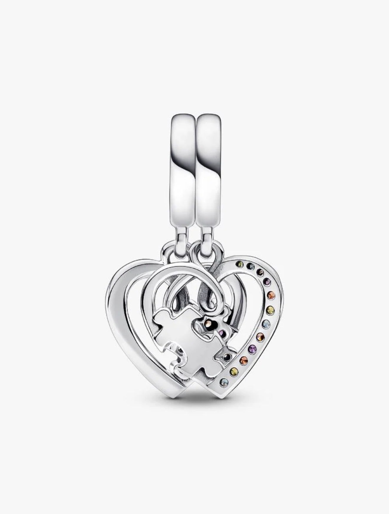 Pandora Puzzle Piece Hearts Splittable Friendship Dangle Charm