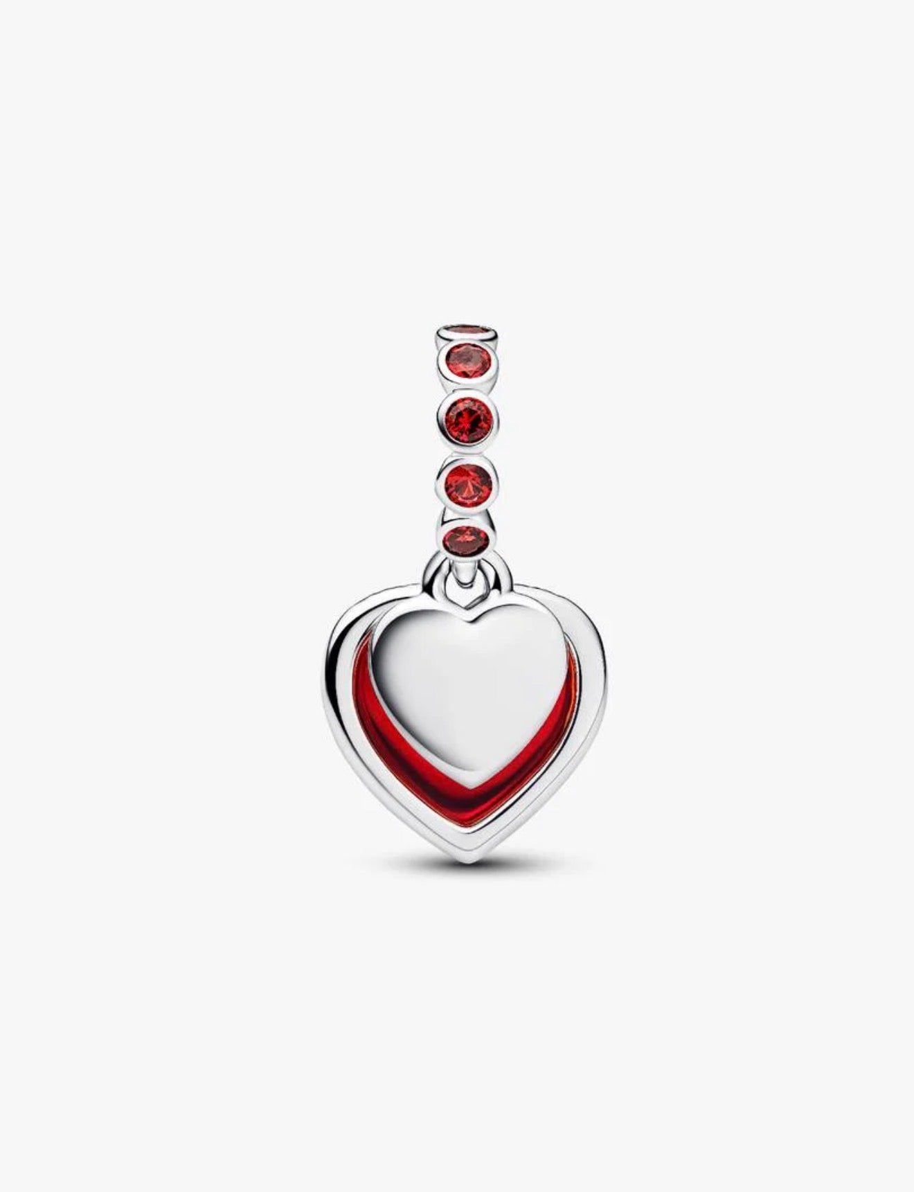 Pandora Red Murano Glass Heart Double Dangle Charm