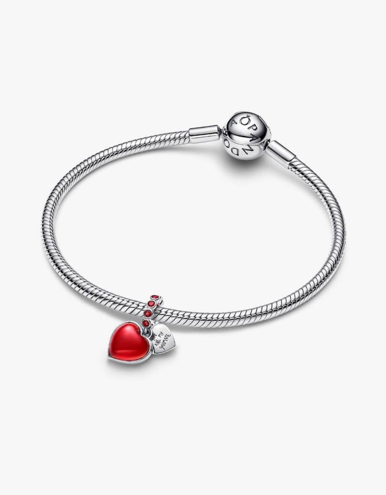 Pandora Red Murano Glass Heart Double Dangle Charm
