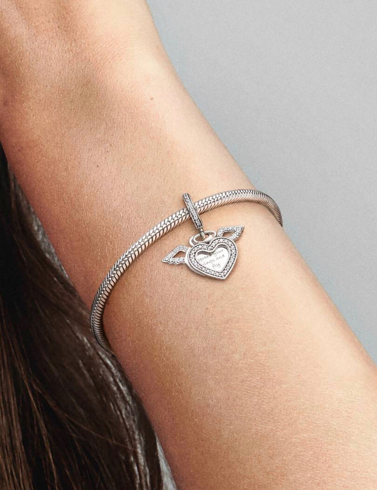 Pandora Heart and Angel Wings Dangle Charm