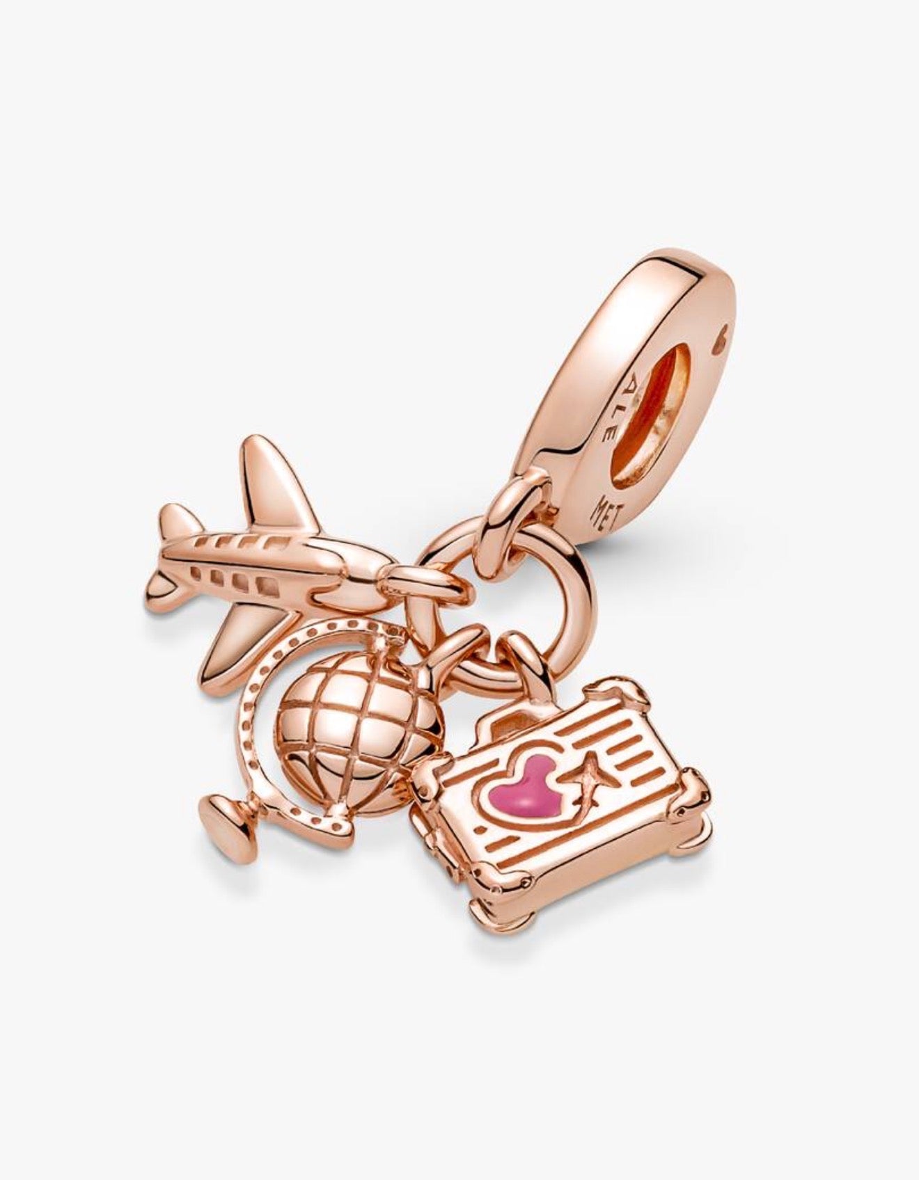 Pandora Airplane, Globe & Suitcase Triple Dangle Charm