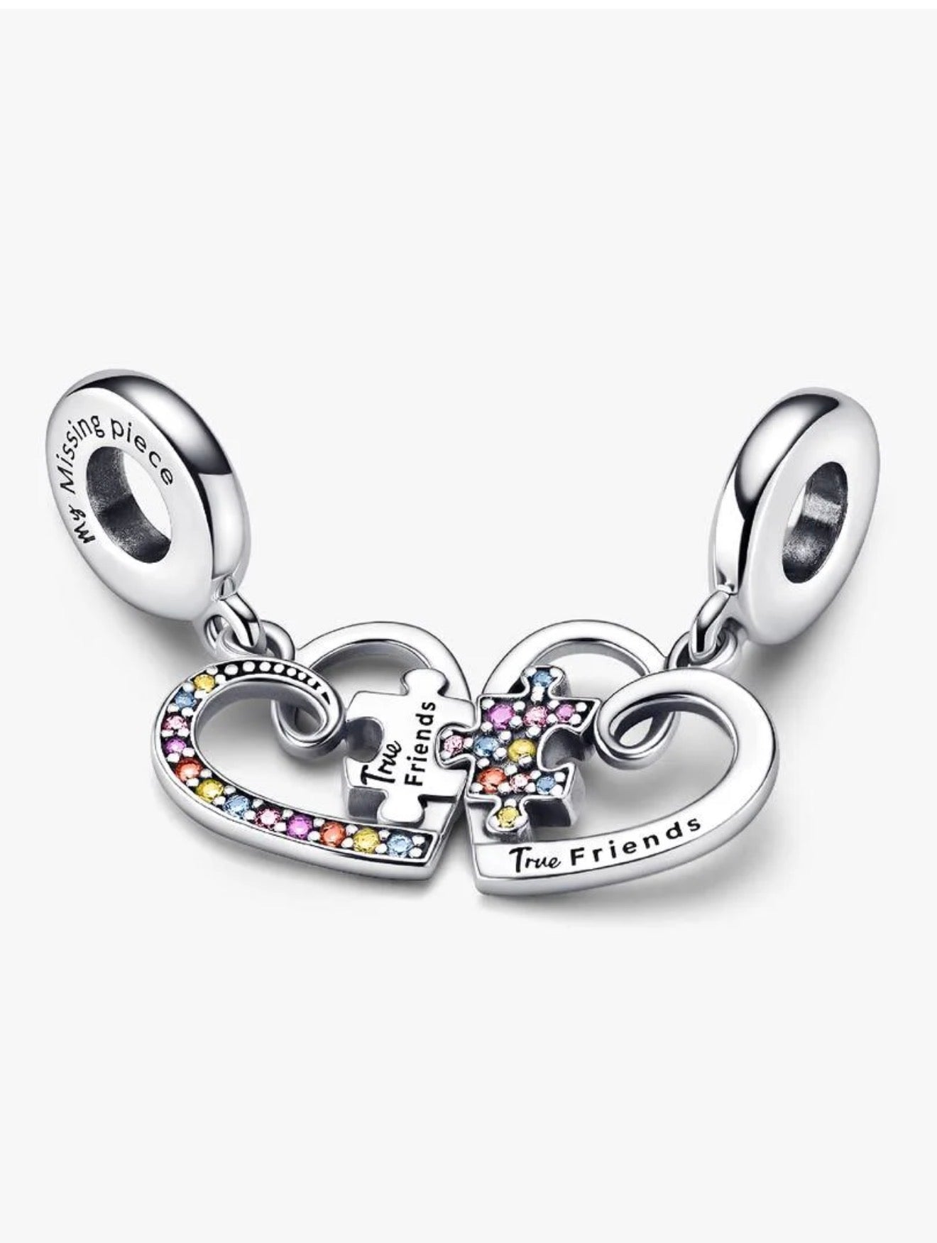 Pandora Puzzle Piece Hearts Splittable Friendship Dangle Charm