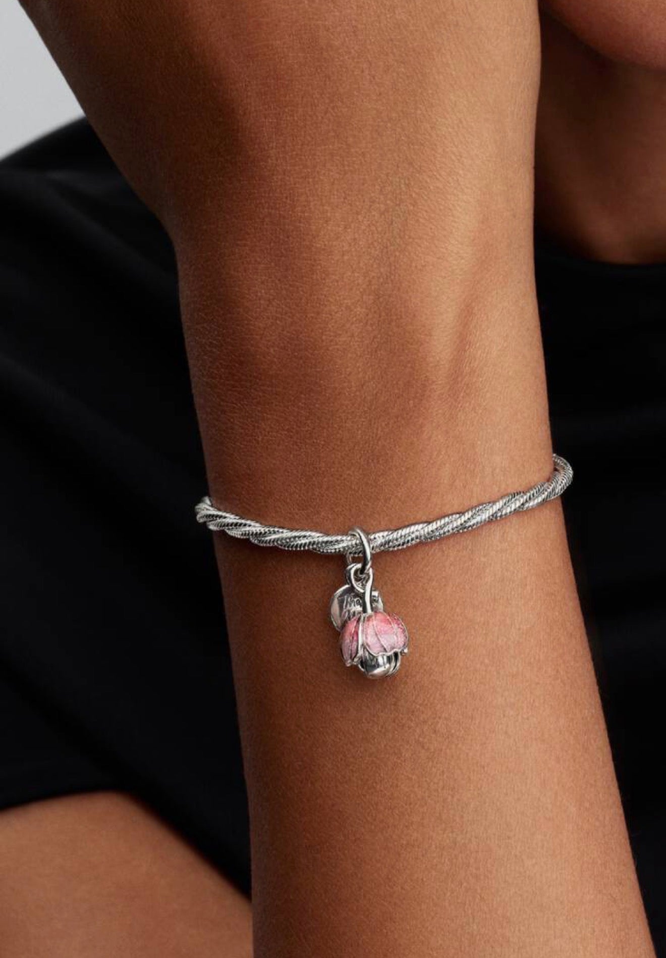Pandora Two-Tone Blooming Flower Dangle Charm