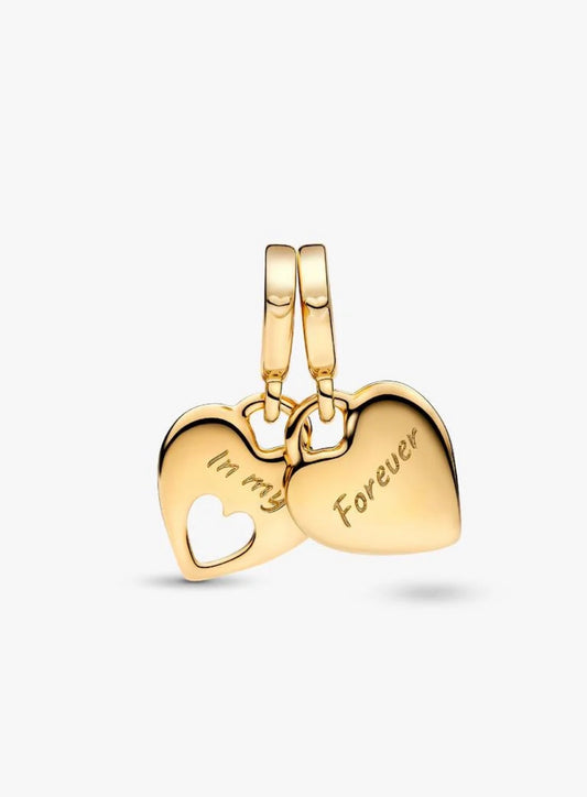 Pandora Double Heart Split Dangle Charm