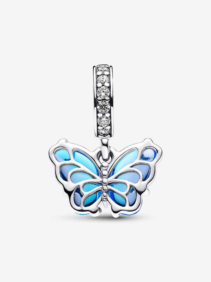Pandora Blue Murano Glass Butterfly Dangle Charm
