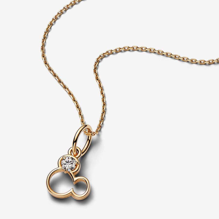 Pandora Disney Mickey Mouse Silhouette Lab-Grown Diamond Dangle Charm