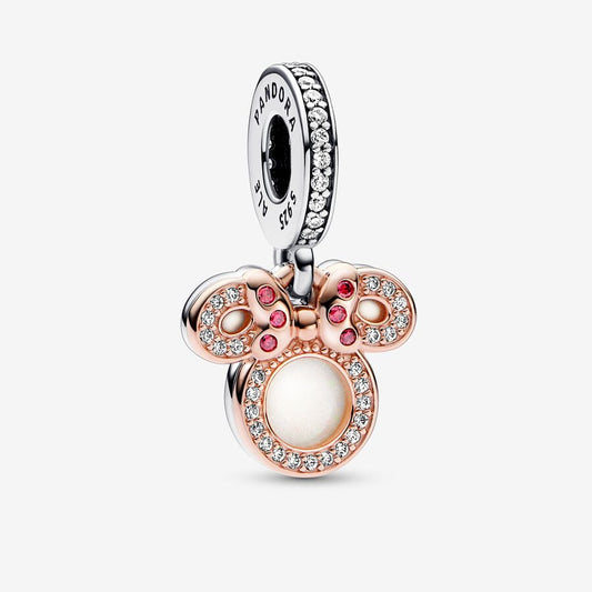 Pandora Disney Minnie Mouse Silhouette "Mom" Double Dangle Charm