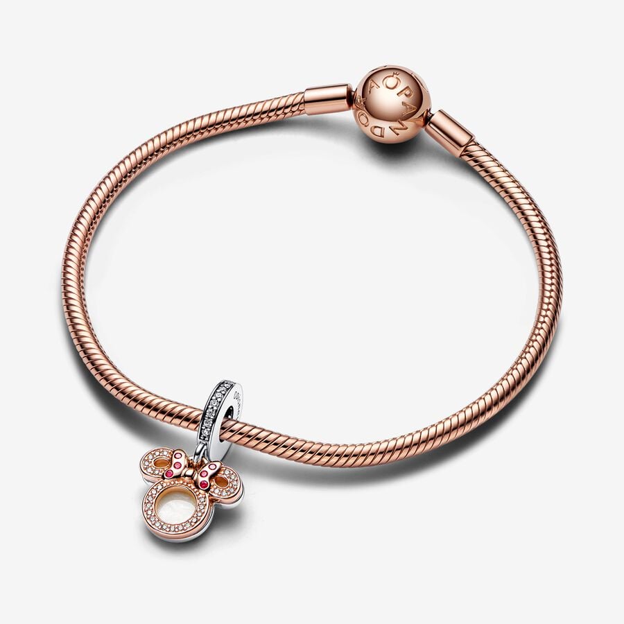 Pandora Disney Minnie Mouse Silhouette "Mom" Double Dangle Charm