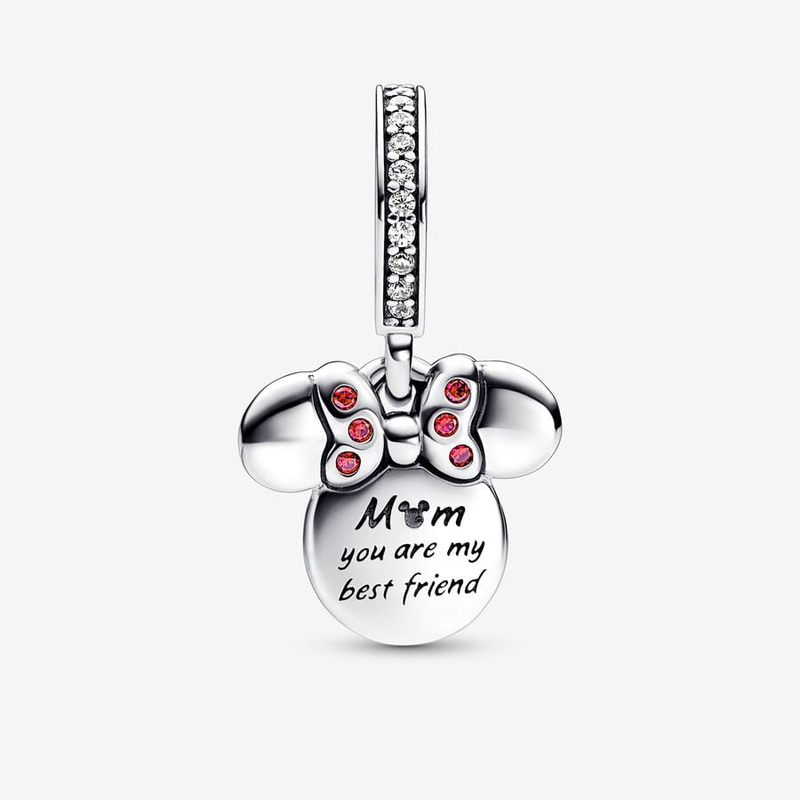 Pandora Disney Minnie Mouse Silhouette "Mom" Double Dangle Charm